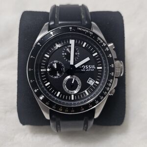 Fossil Black and Silver Men's Chronograph Watch